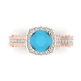 thumbnail image 2 of 2.7ct round cut turquoise 18k rose gold halo Bridal Wedding Engagement Promise Anniversary Ring for Women size 10.25, 2 of 7