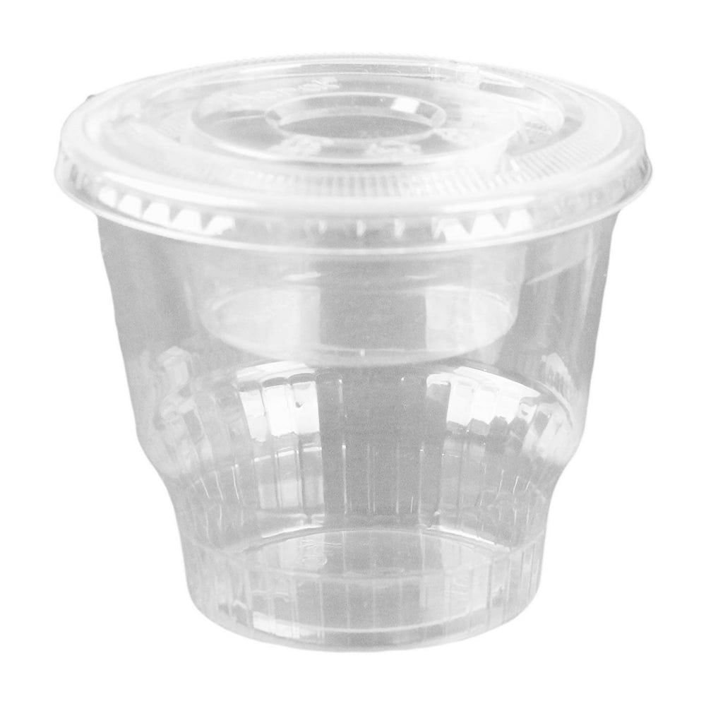 12oz Clear Plastic Dessert Cups with 4oz Parfait Insert & Lids, 3piece (100 Count, Flat Lid