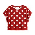 thumbnail image 6 of Kiijoy Little Girls Polka Dot Cutout Batwing Sleeve Crop Top Workout Tee Active T-Shirt, Sizes 7-8, 6 of 6