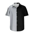 thumbnail image 4 of QUINDOS Casual Hawaiian Tropical Shirts for Men Button up Short Sleeve Summer Shirts Patchwork Striped Loose Fit Vacation Beach Shirts, 4 of 4