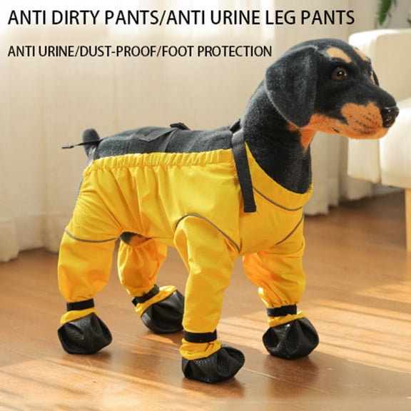 ibiyuan Dog Jacket With Harness Dog Snowsuit Waterproof Dog Snow Suit With Boots, Anti- Pets Leggings With Adjustable Suspenders, -Proof Paws Protector Pants,S
