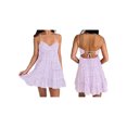 thumbnail image 2 of LMLYSoH Women Spaghetti Strap Cami Dress Plaid Sweetheart Neck Tiered Hem Back Lacing Short Dresses, 2 of 9