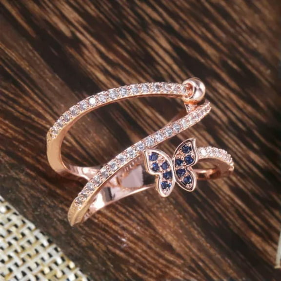 EOEMY Romantic Rose Gold Filled Rings Cubic Zirconia Jewelry Sz 6-10-6
