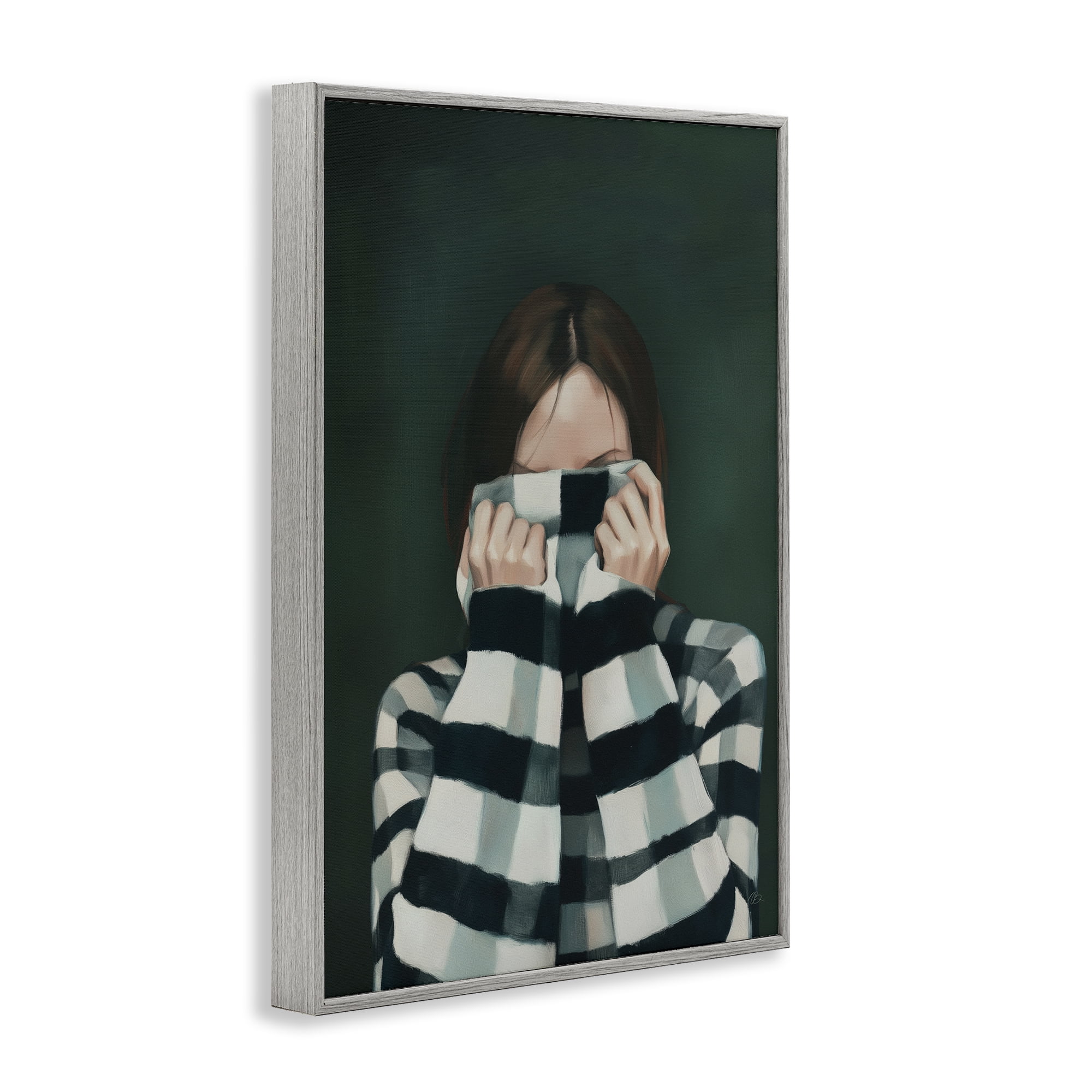 Stupell Industries Warmed Striped Sweater Portrait Gray Framed Giclee Art, design by Ros Ruseva