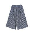 thumbnail image 6 of SWQZVT Womens Pants Wide Leg Gingham Cotton Pants for Women Loose Bluewhite Checkered Elastic Waist Lounge Women's Pants L, 6 of 8