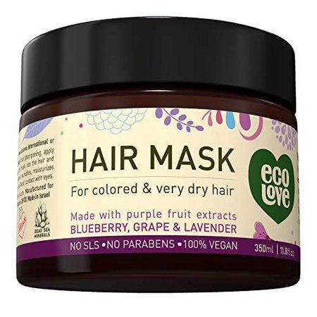 ecoLove Hair Mask for Dry Damaged Hair, Natural Hair Mask Deep Conditioning, 11.8 oz - Vegan and Cruelty-Free, With Lavender Extract, Organic Ingredients, SLS and Parabens Free