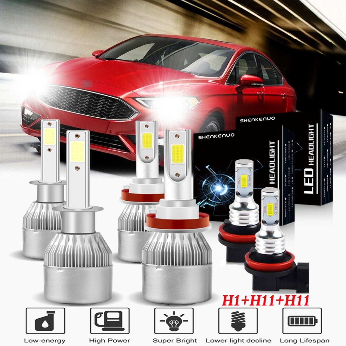 H11 H11/H8 LED Headlight Low Beam Fog Light Combo Kit For Ford Fusion 2006-2018 