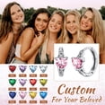 thumbnail image 3 of Pendientes de aro de plata de ley con piedras natales Silvora para mujer. Diamantes creados. Delicada joya de regalo para cumpleaños o Navidad, 3 of 8