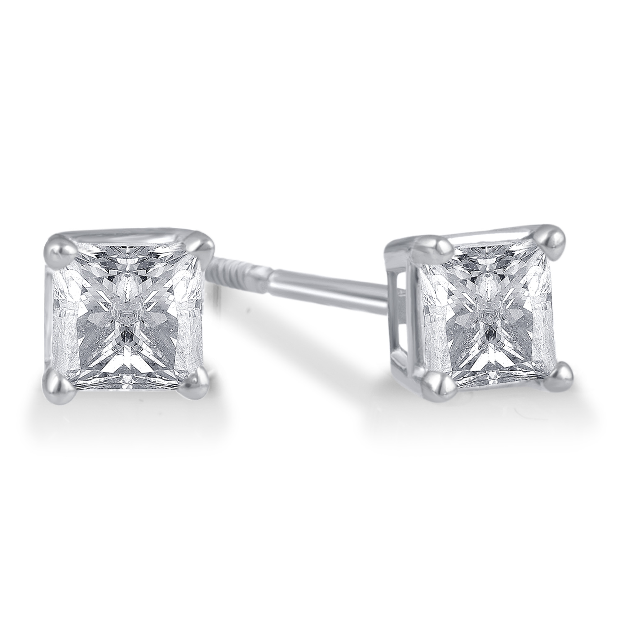 1/2 Carat T.W. Genuine Round White Diamond 14kt White Gold Stud Earrings, IGL Certified