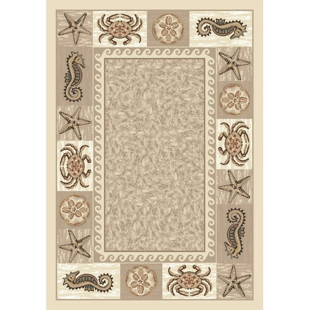 Milliken Signature Area Rug SEA LIFE OPAL Sea Life Opal Starfish Crabs 5  4  x 7  8  Oval