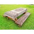 thumbnail image 1 of Henna Outdoor Tablecloth, Floral Tattoo Design Inspirations from Asian Civilizations Doodle Style Soft Colored, Decorative Washable Fabric Picnic Table Cloth, 58 X 84 Inches,Brown Cream, by Ambesonne, 1 of 2