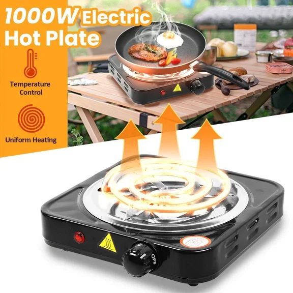 1000W Portable Kitchen Electric Single Burner Hot Plate Cooktop Cooking Stove Us