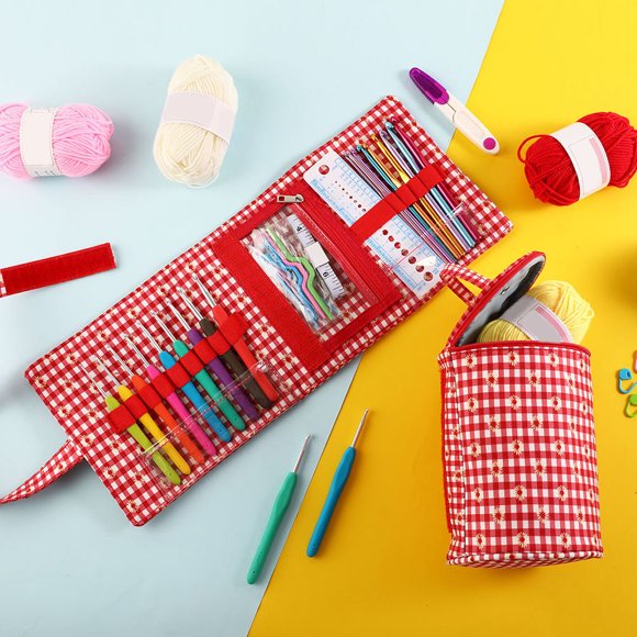 QUMIIRITY Bolsa De Almacenamiento Para Agujas Y Ganchillos Ideal Para Proyectos De Tejido