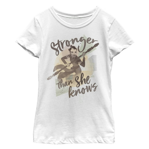 Girl's Star Wars Forces of Destiny Rey Stronger  Graphic Tee White Medium