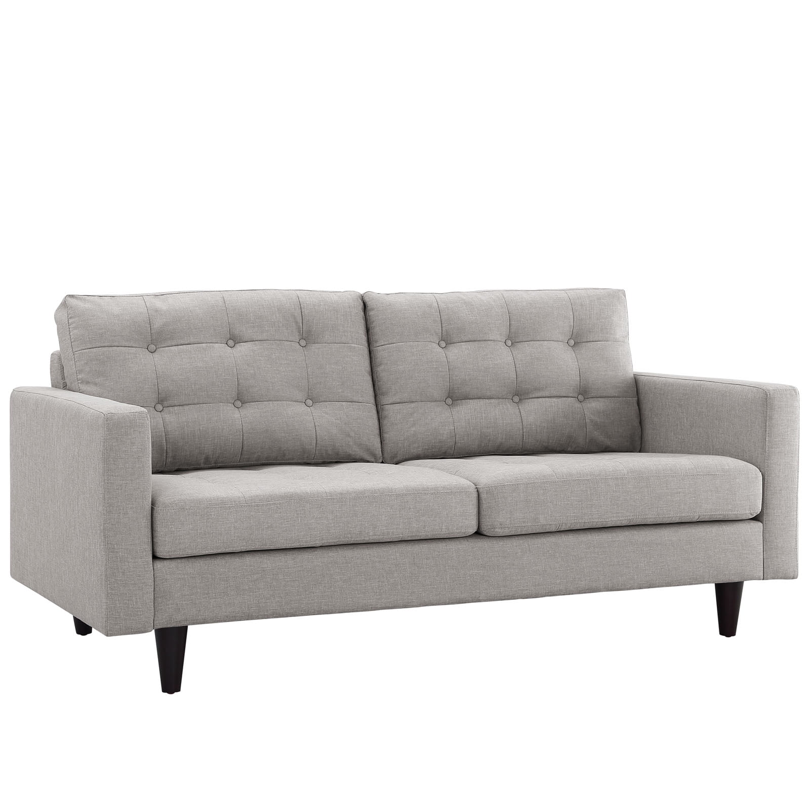 Modway Empress Upholstered Fabric Loveseat in Light Gray