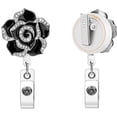 thumbnail image 6 of Flower Badge Holder, Luxury Rose Flower Diamond Badge Reel with Alligator Clip, Glitter Rose Flower ID Card Badge Reel for Nurse, 6 of 7