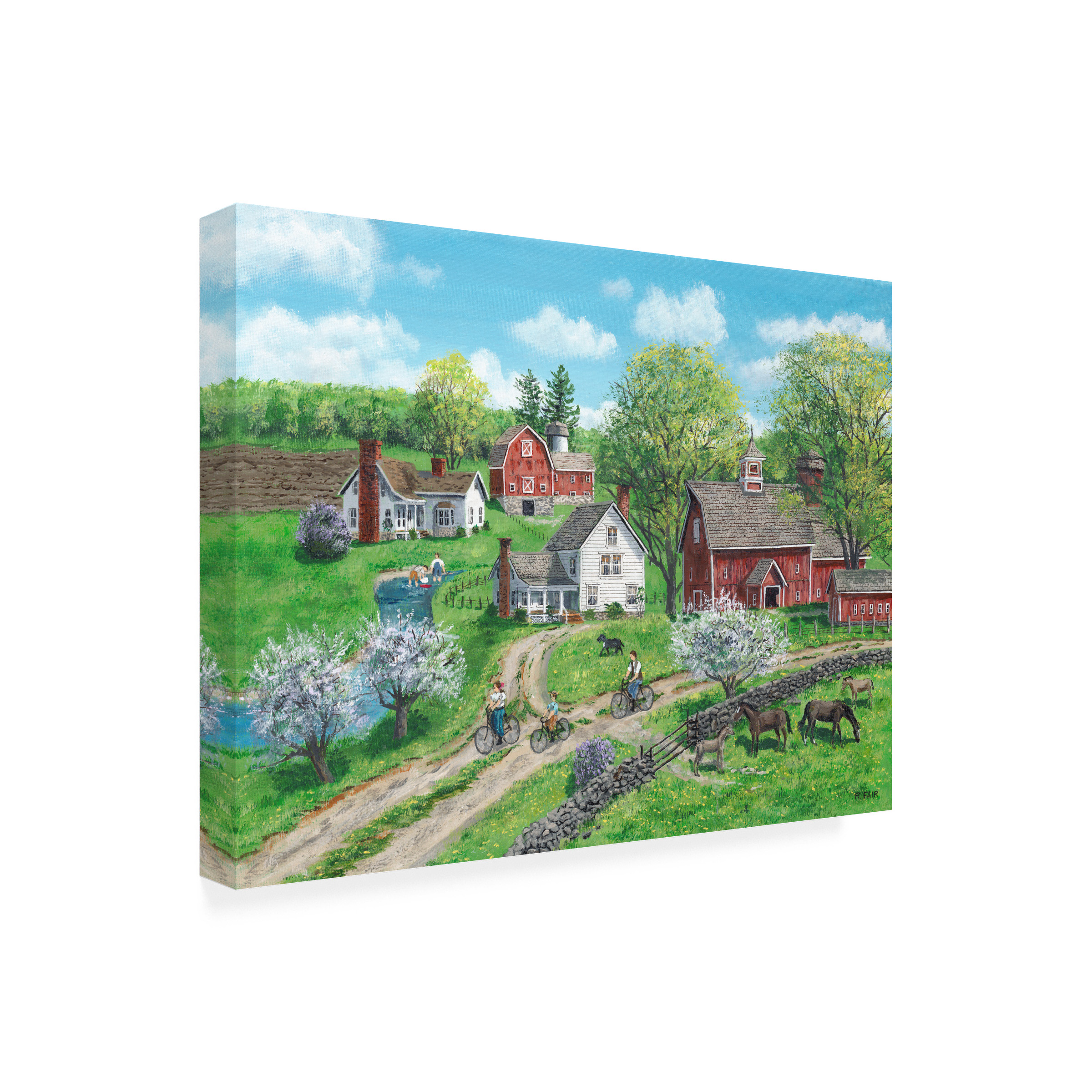 Canvas Wall Art - Bob Fair 'Spring Outing' Wall Art for Living Room, Bedroom, or Office DÃ©cor by Trademark Fine Art - 47 x 35 Inches
