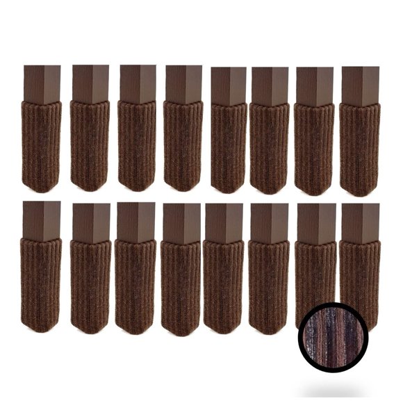 Nancyprotectz El calcetín original para muebles, 16 piezas con empuñaduras en el interior (marrón chocolate, paquete pequeño de 16) patentado con empuñaduras en el interior, protector de piso para pat