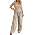 thumbnail image 2 of Sleeveless Jumpsuits for Women Halter High Waist Wide Leg Rompers Summer Causal Loose Overalls with Pockets, M, 2 of 6