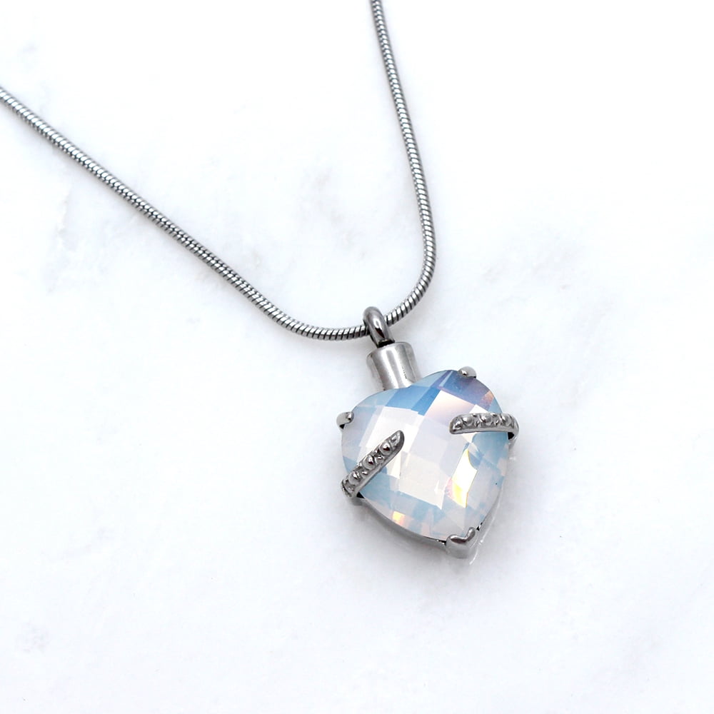 Birthstone Cremation Urn For Human Ashes Heart Memorial Keepsake Jewelry Crystal Heart with Free Funnel Kit and Velvet Jewelry Box (June)