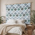 thumbnail image 3 of Green Grey Morocco Pattern Tapestry for Bedroom Wall Hanging Tapestry,Turquoise Modern Moroccan Geometric Ceiling Backdrop Tapestries Poster Blanket Wall Decor for Teens Room Living Room 39" x 59", 3 of 8