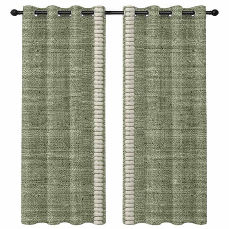 Cream Grain Line Blackout Curtains 84 Inches Long Sage Green Woven Canvas Style Romantic Country Thermal Insulated Room Darkening Drapes with Grommets for Living Room 42 W x 84 L 2 Panels