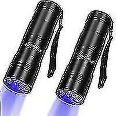 2 linternas de luz ultravioleta de 12 ledes y 395 nm, mini detector de linterna