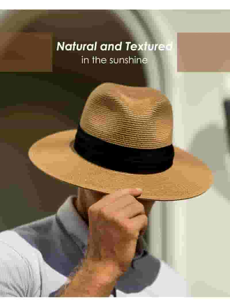 FURTALK Panama Hat for Men & Women, Wide Brim Fedora Straw FURTALK Panama Hat for Men & Women, Wide Brim Fedora Straw