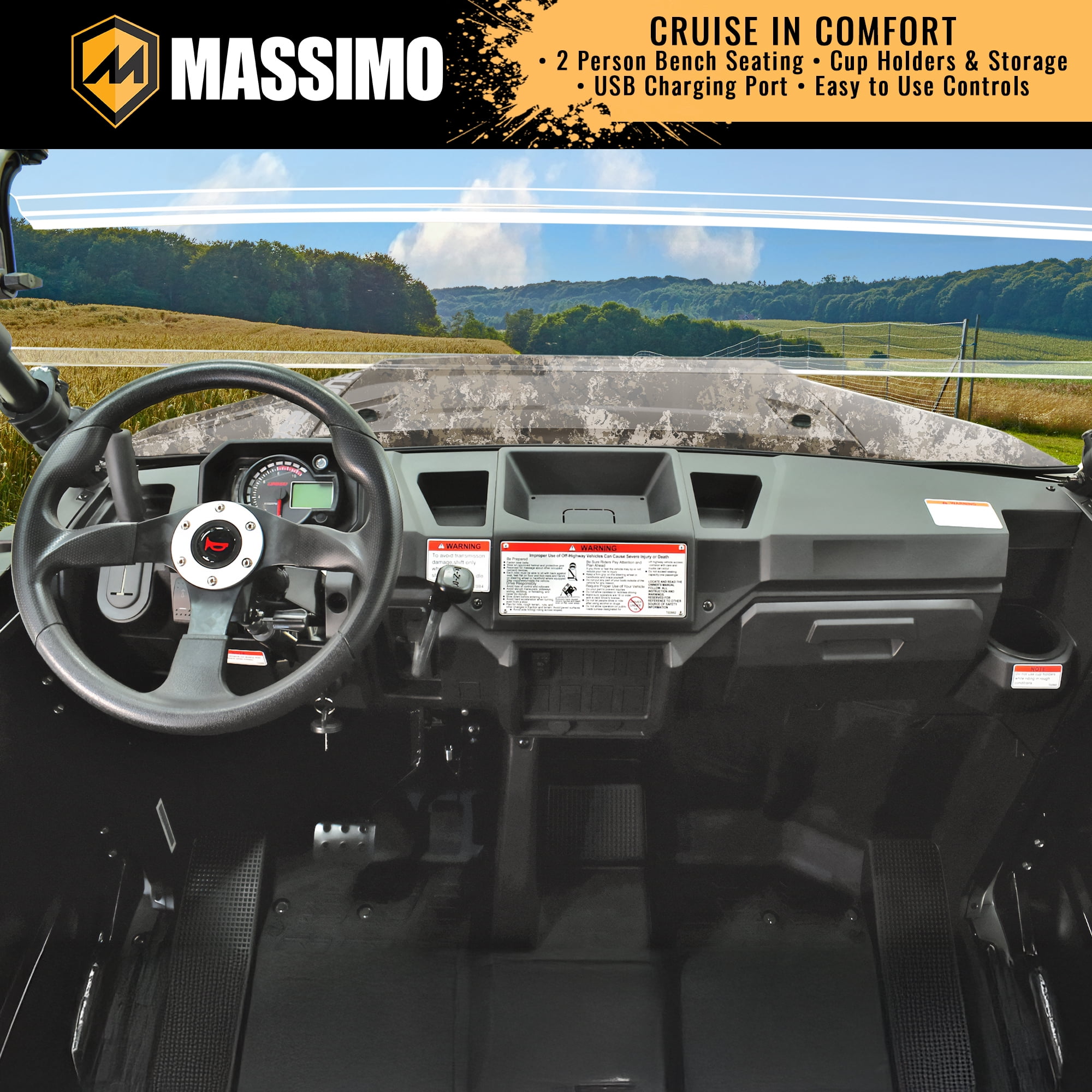 Massimo Buck 250 Side by Side UTV 12hp, 177cc, 6.5 cf. Dumping Cargo Bed - Camo