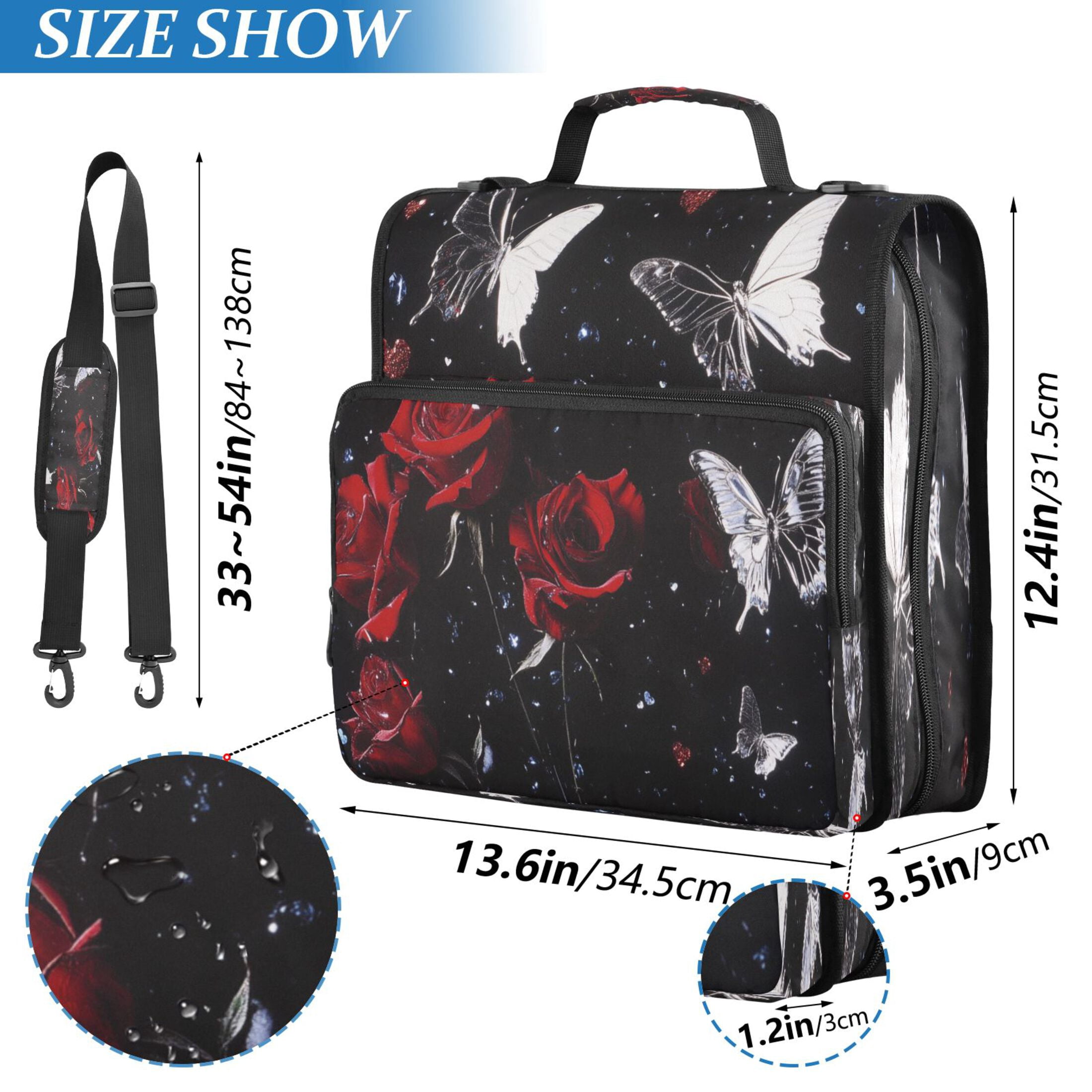 YAZAOO Zipper Binder trapper keeper Documents Organized Design Butterfly Kisses & Roses Printed