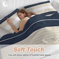 thumbnail image 4 of 3 Piece Navy Beige Striped Duvet Cover Set Full Size, Microfiber Comforter/Quilt Cover with Corner Ties and 2 Pillowcases, Gradient Geometric Blue White All Season Soft Bedding with Zipper Closure, 4 of 8