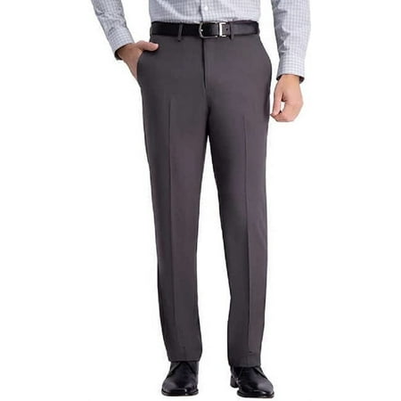 Haggar Men's Comfort Performance Stretch Straight Fit Pants with Super Flex Waistband (Dark Grey, 38X30)