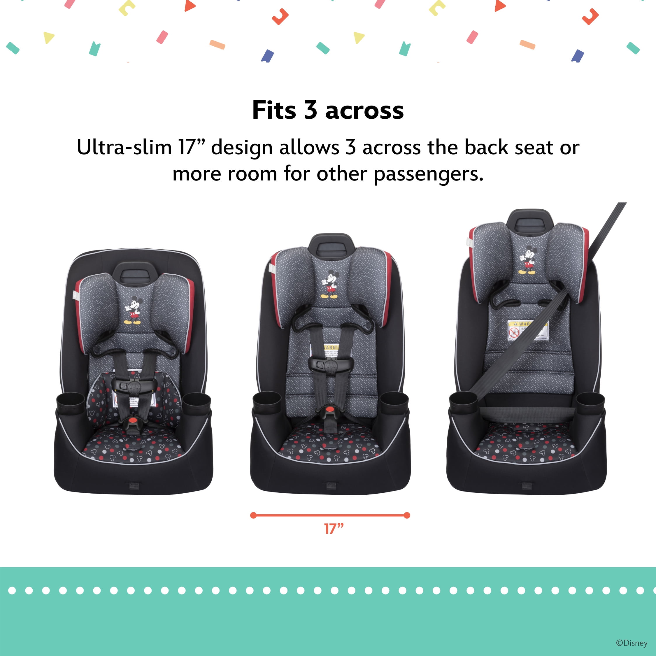 Disney Baby Easy Elite Slim All-In-One Convertible Car Seat, Modern Minnie