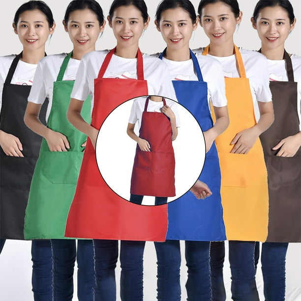 Home Solid Color Kitchen Apron Unisex Skin friendly Anti oil Dual Unisex Skin friendly Pockets Cooking Bib with Sleeve Covers Washable