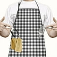 thumbnail image 2 of Black White Gingham Checkered Pattern Apron-Garden Aprons for Women with Pockets-Cotton Linen Waterproof Kitchen Cooking Gardening Aprons Adjustable for Kitchen,Cooking,BBQ and Salon 33x27 Inch, 2 of 7