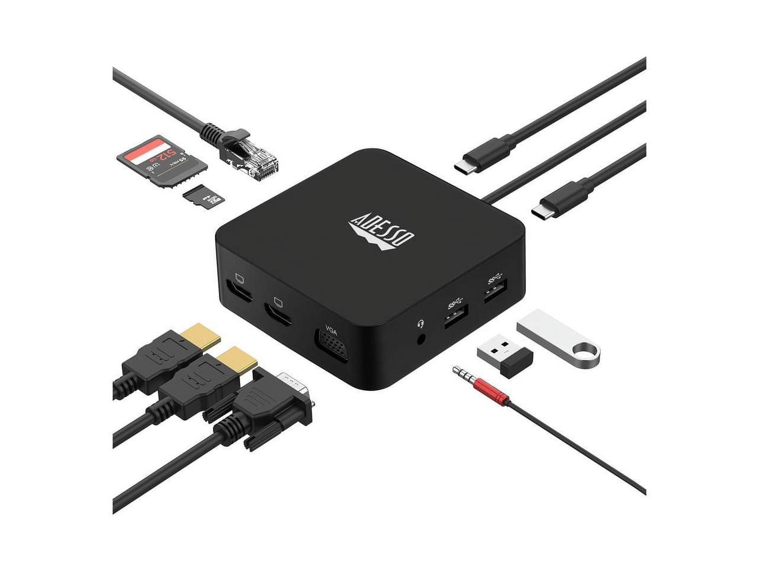 Adesso 11 in USB-C Multiport Docking Station(TAA Compliant), Black