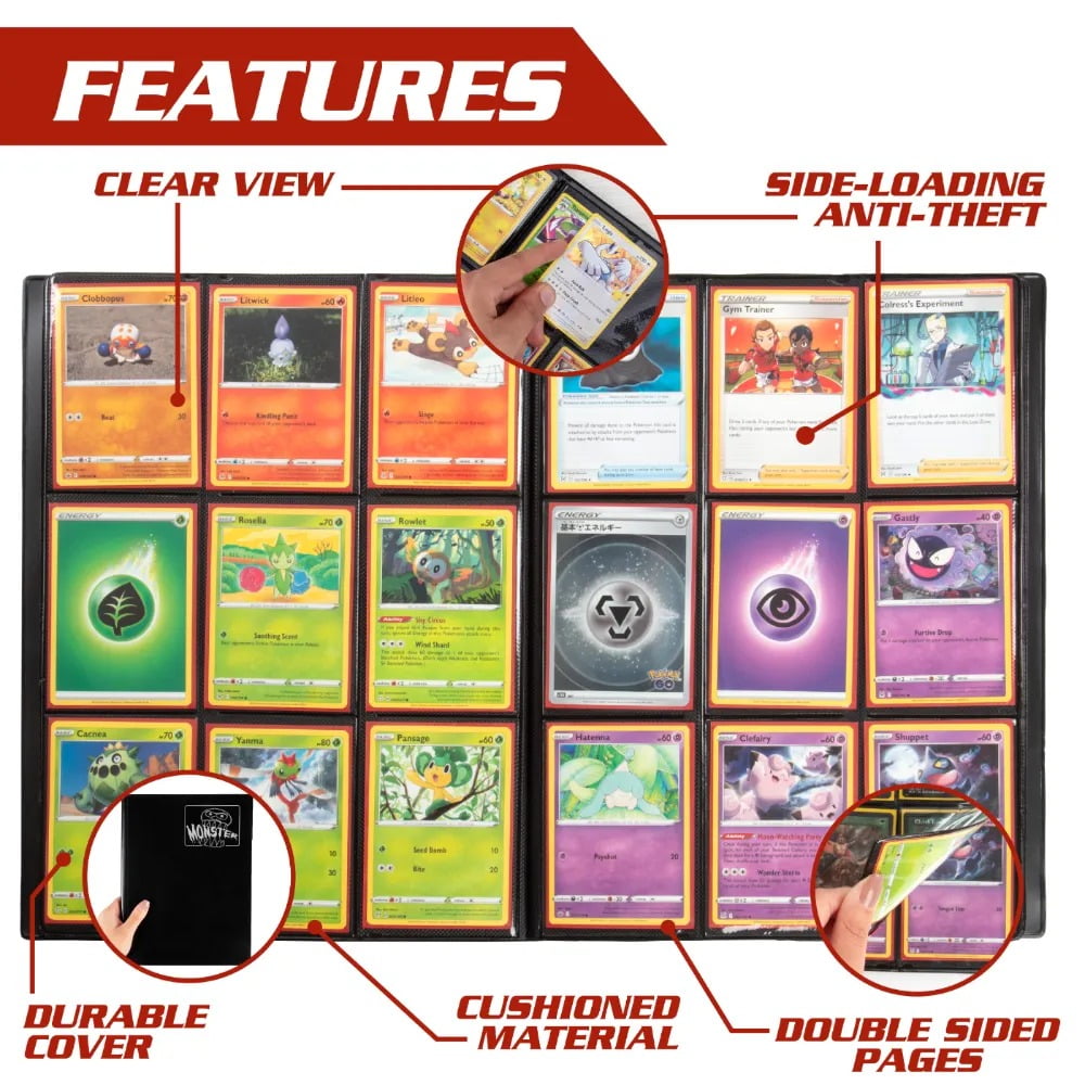 Mega Monster Binder Hard Cover XL Size - Twice as Large as a Standard 9  Pocket Trading Card Album with Huge 720 Card Capacity - Fits most TCG Games  - Walmart.com