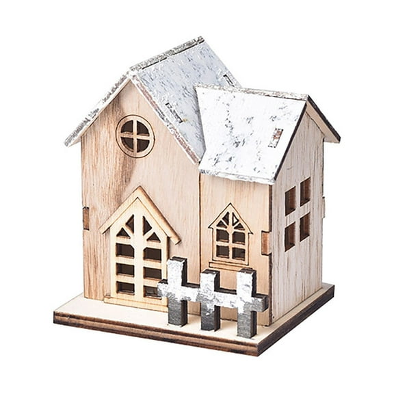 Clearance sale Christmas Decorative Luminous Wooden House LED Wooden Christmas House Christmas Table Decoration