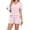 Pink, variant on Cmfcve Two Piece Outfits for Women Lounge Sets Casual Crew Neck Short Sleeve Top & Shorts Set
