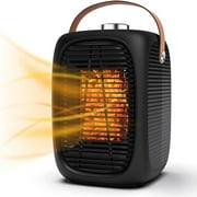 Portable Electric Space Heater, 1500W PTC Ceramic Heater, Safety Quiet Small Heater for Desks Personal Home Room Bedroom Office Indoor Inside (3 Modes-Black)