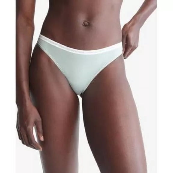 CALVIN KLEIN Women's Cotton Singles Thong Underwear, Sage XS
