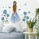 thumbnail image 1 of Pegatinas de pared TUNC flores azules decoración habitación para niñas vinilo mariposa, 1 of 5