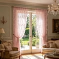thumbnail image 2 of Burgundy Lace Curtains, Long Vintage Floral Curtains for Bedroom Living Room Light Filtering Maroon French Romantic Window Curtains Modern Wine Decor Pink, 2 of 6