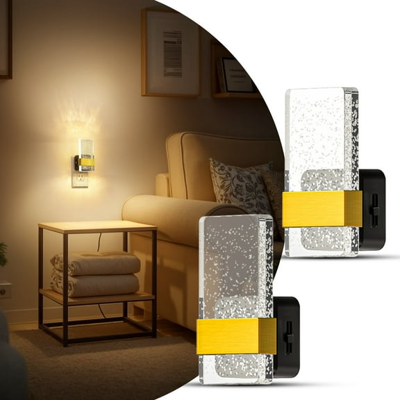 Set of 2 Black & Brass 3000K Dimmable Nightstand Light