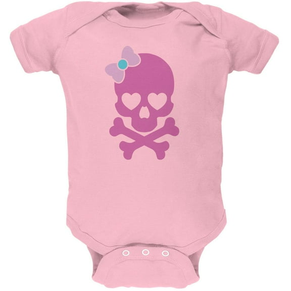 Halloween Pink Skull and Bow Light Halloween Pink Soft Baby One Piece - 12-18 months