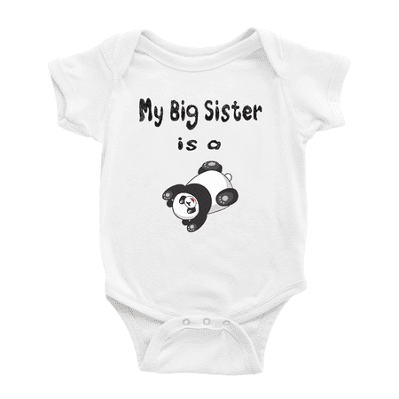 

My Big Sister Is A Panda Funny Baby Bodysuit Boy Girl