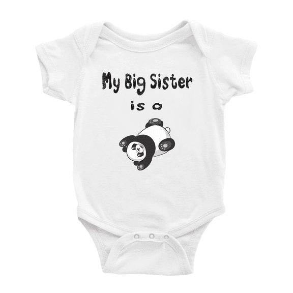 My Big Sister Is A Panda Funny Baby Bodysuit Boy Girl