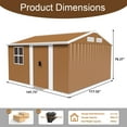 thumbnail image 4 of 10*12 FT Heavy-Duty Outdoor Storage Shed with Windows, Metal Garden Tool Shed with Lockable Door & Ventilation, outside storage for Backyard, Lawn, Patio,Yard, bike,Brown, 4 of 9