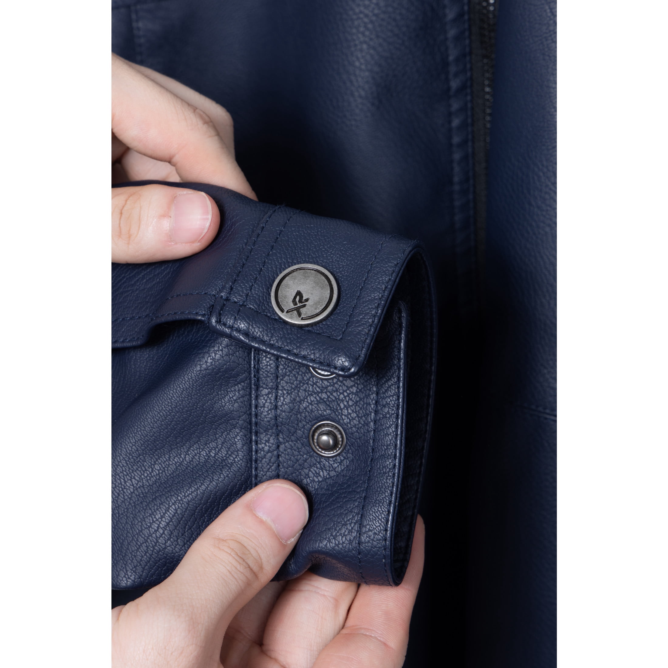 X RAY Teen Faux Leather Jacket for Fall & Winter (S - XL), Kids Outerwear Coat, Motorcycle PU Leather Jacket for Boys, Navy/Black, XL