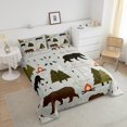 thumbnail image 4 of Happy Camping Comforter Set King Size Hunt Bear Pine Trees Bedding Set Men Adults Cabin Room Decor Campfire Arrow Cartoon Quilt Set Outdoor Adventure Duvet Insert, 4 of 6